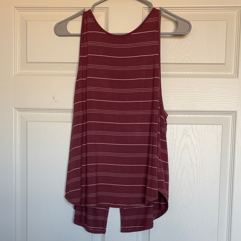 Striped Burgundy Sleeveless Top